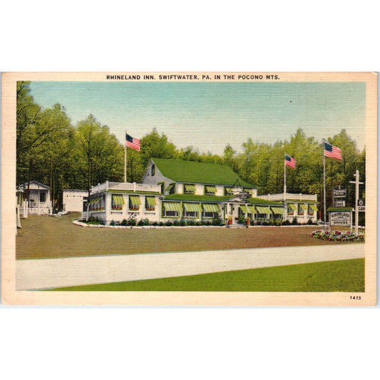Rhineland Inn Swiftwater PA Pocono Mts - Original Postcard TJ7-RP2