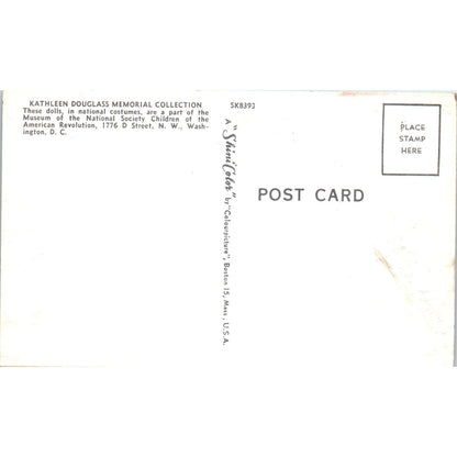 Kathleen Douglass Memorial Doll Collection Washington DC Original Postcard PB7