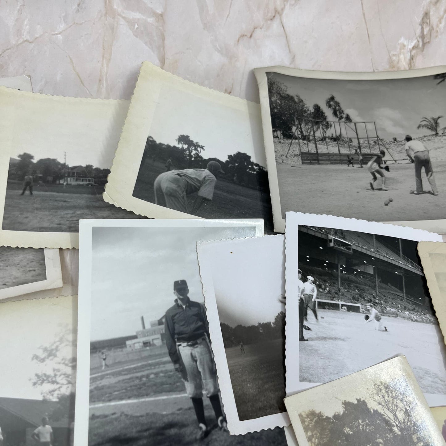 Large lot of 19 Early Original Photographs of People Playing Baseball TJ9