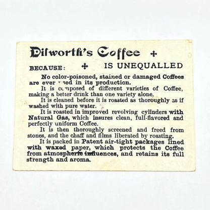 Original 1880s Victorian Trade Card Dilworth's Coffee Boy & Girl in Haystack AB6