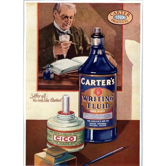 Carter Inx Products Writing Fluid Fountain Pen Ink - 1921 Original Ad TJ7-L