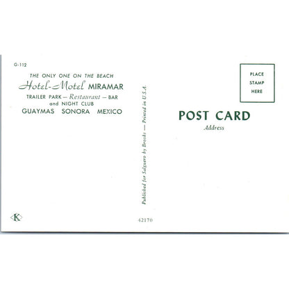 Hotel Miramar Guaymas Sonora Mexico - Original Postcard TJ7-RP3