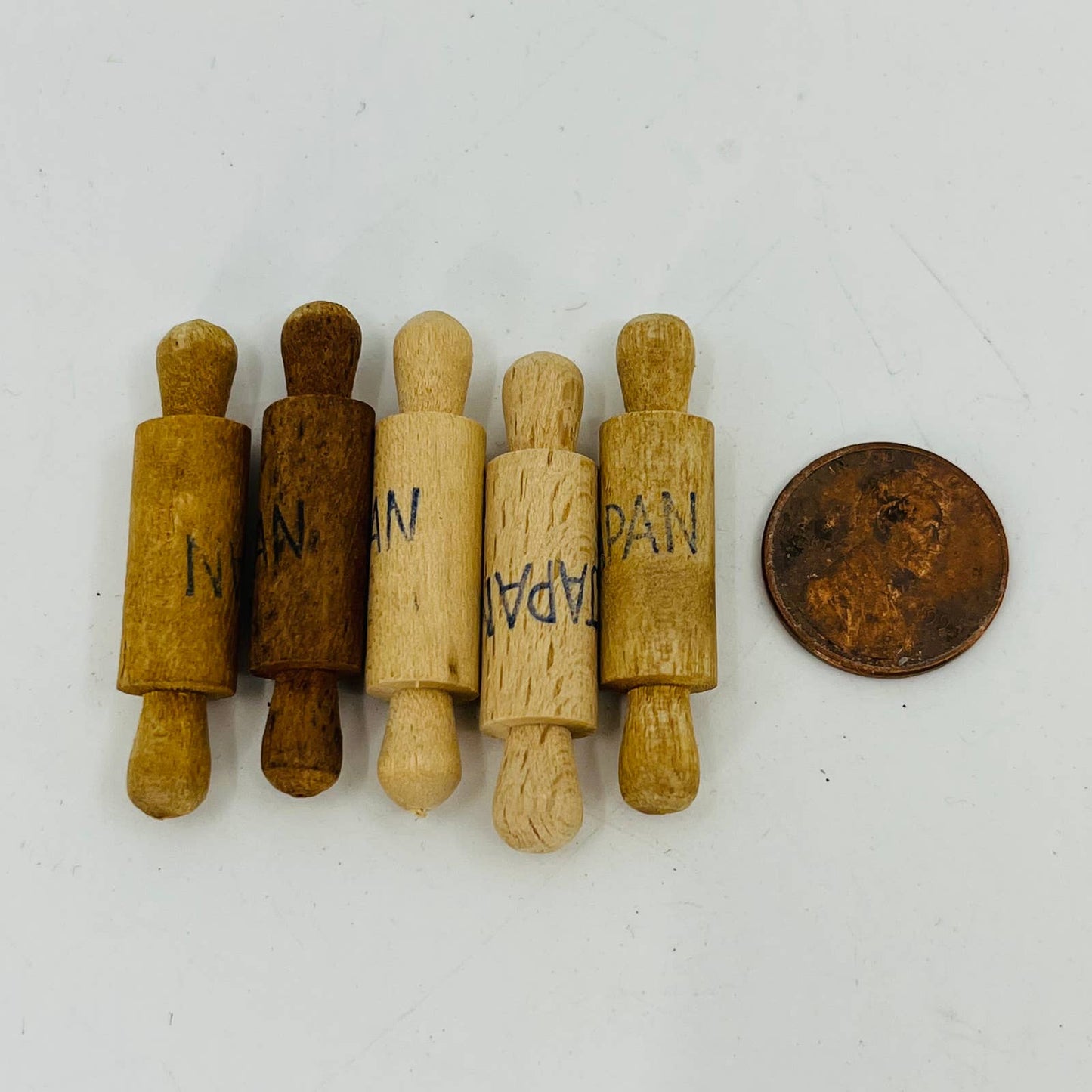 Lot of 5 Miniature Vintage Wooden Rolling Pins for Crafts 1.5” Japan SA9