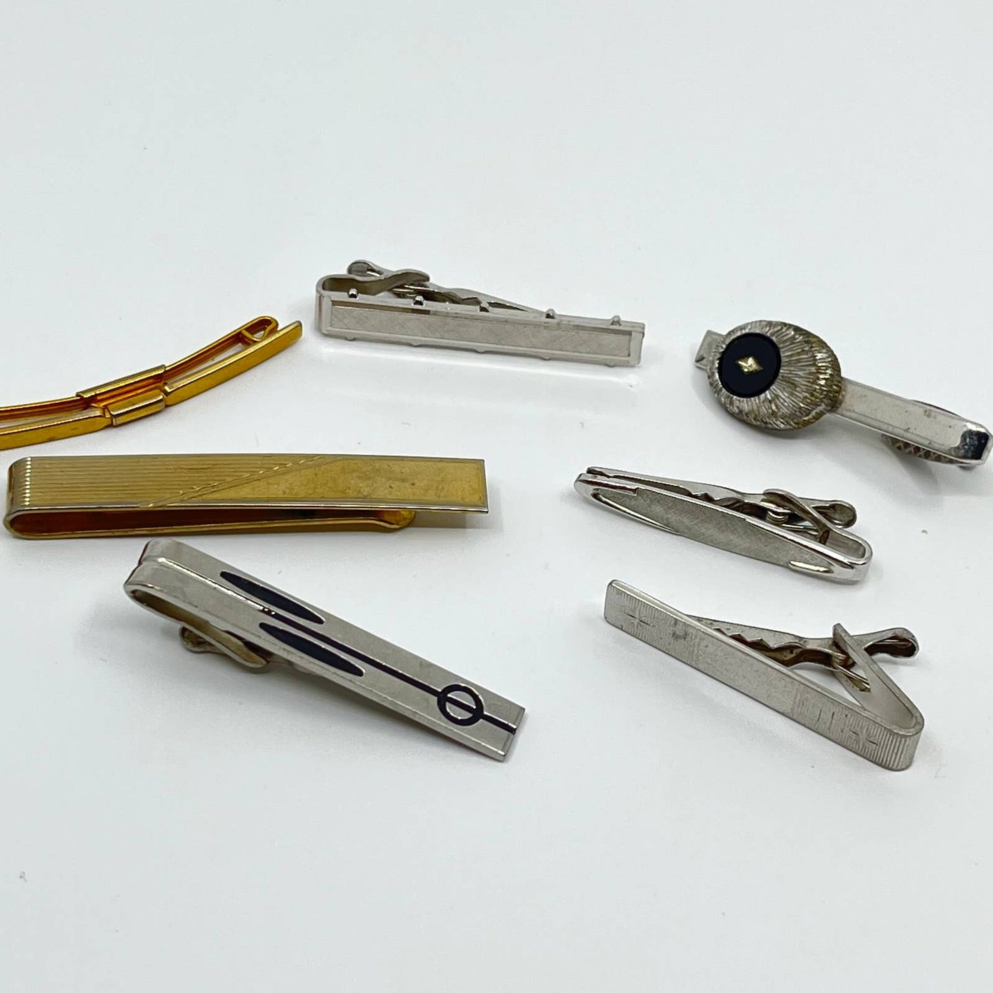 VTG MCM Silver & Gold Tone Tie Clip Tie Pin LOT OF 7 SC3