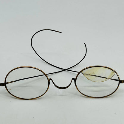 Antique 1800s Eyeglasses G. aXo Gold Tone Oval Frame Cable Arms SB8-1