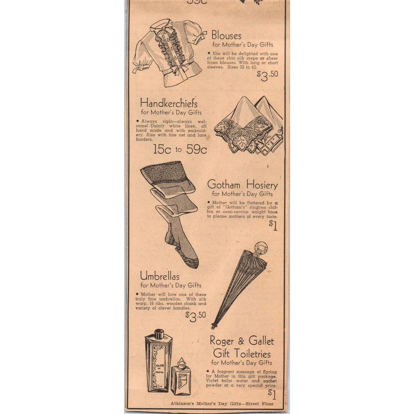 1935 MPLS Journal Newspaper Ad Atkinsons Department Store Mothers Day Sale FL5-3