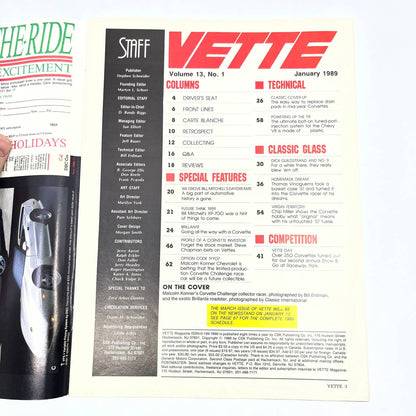 1989 Jan - VETTE Magazine Corvette Bill Mitchell's XP-700 TG1