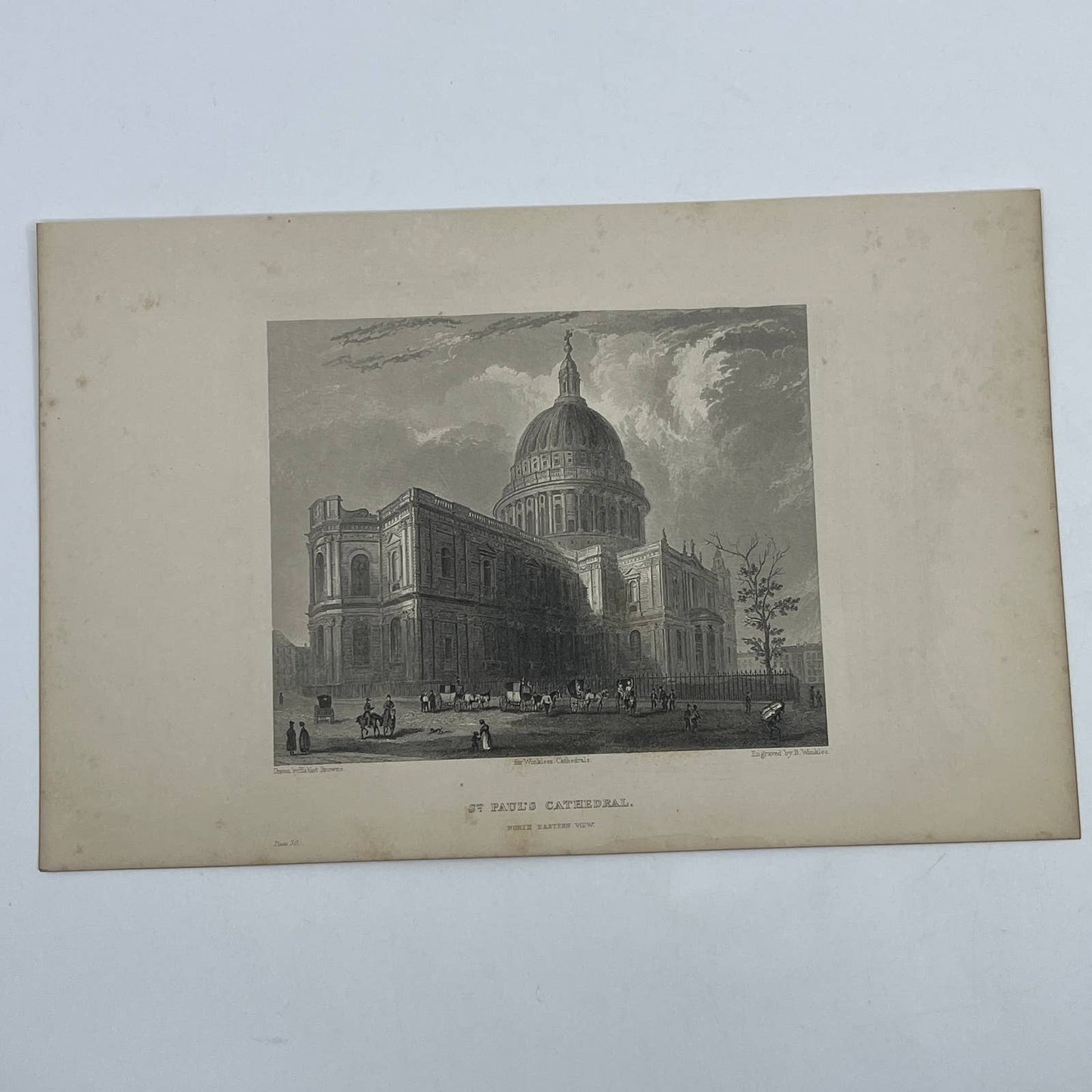 1836 Original Art Engraving  St. Paul's Cathedral North Eastern View AC6