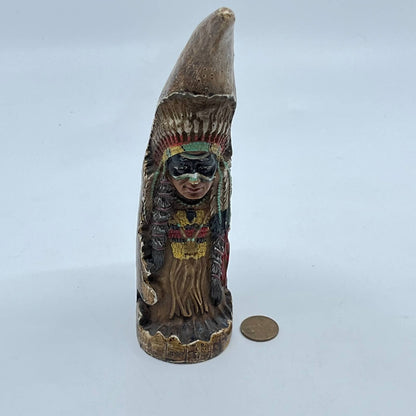 Vintage Native American Indian Figurine Resin Horn Material Carved 7” TE5
