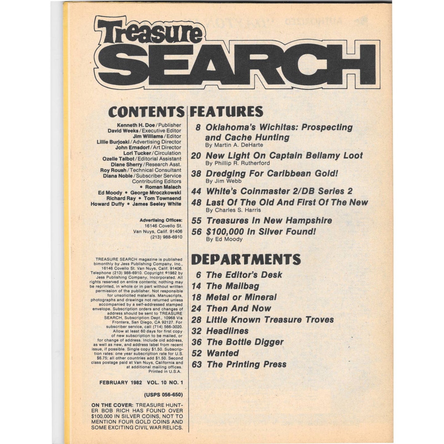 Treasure Search Magazine 1982 February Metal Detecting Gold Diamonds M2