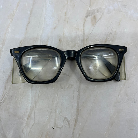 Vintage 1950s Black Plastic Safety Glasses Eyeglasses Frames TJ9G1-1