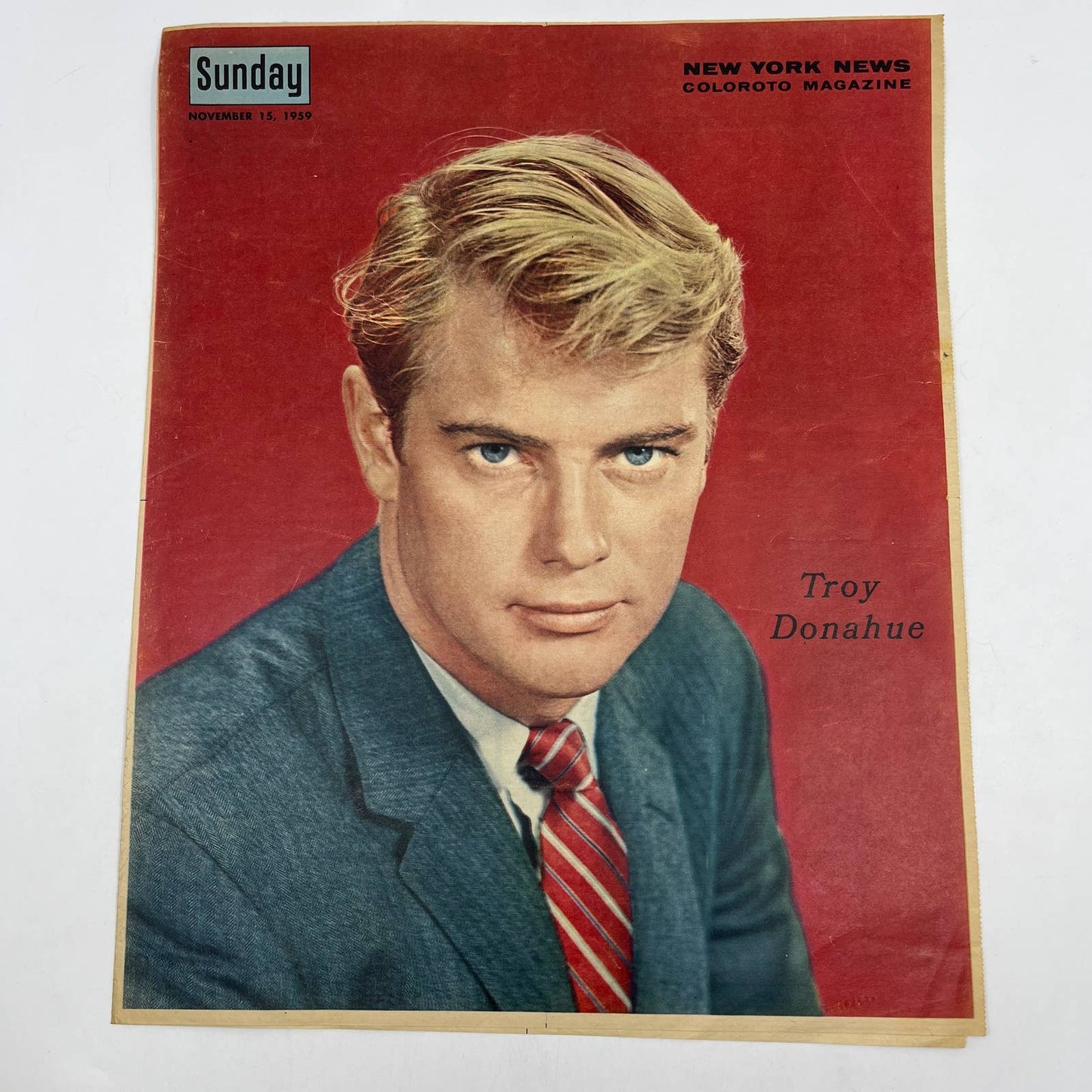 1959 TROY DONAHUE Sunday New York News Coloroto Magazine Cover Only FL4