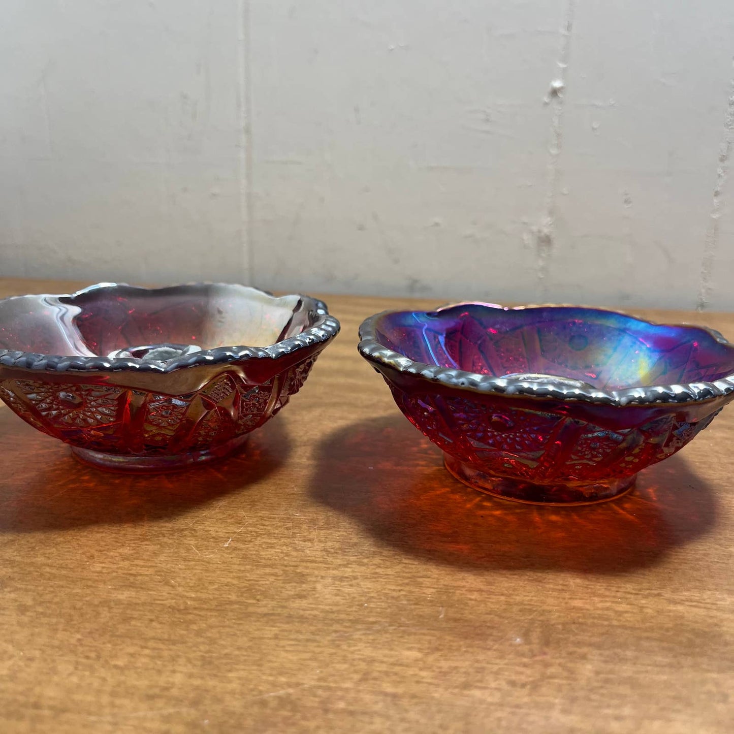 Vintage Carnival Glass Sunset Candle Holders - Set of 2 - 4.5” TB2