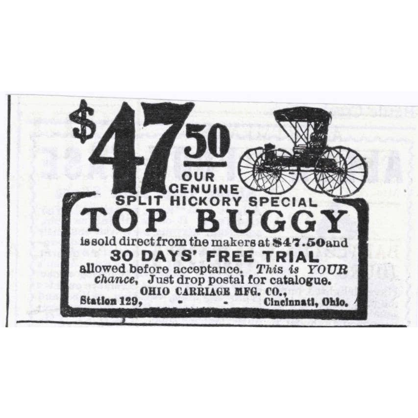 Top Buggy Ohio Carriage Mfg. Co. Cincinnati Ohio - 1903 Original Ad TJ7-S9