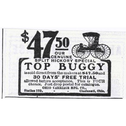 Top Buggy Ohio Carriage Mfg. Co. Cincinnati Ohio - 1903 Original Ad TJ7-S9