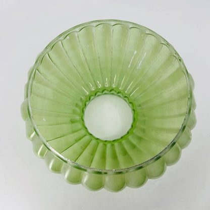 Vintage Fluted Green Cream Glass Lamp Shade TC7