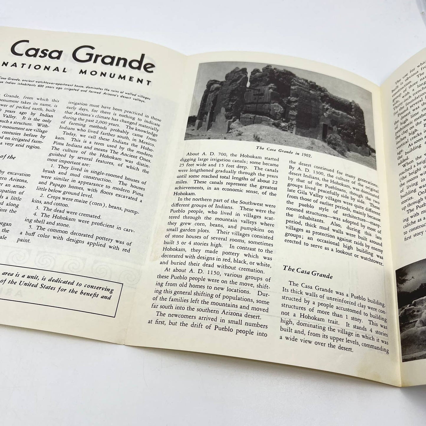 1961 Casa Grande National Monument Arizona Leaflet Brochure AA8