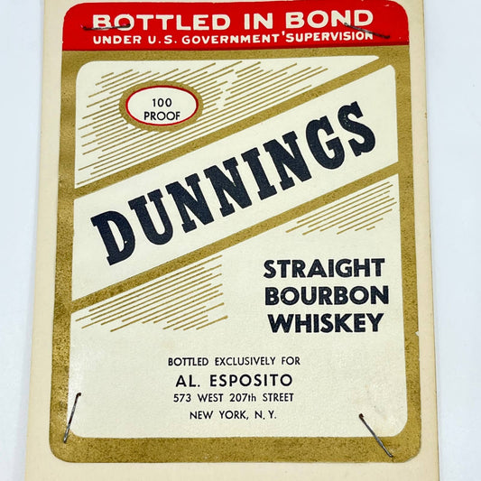 Dunning’s Bourbon Whiskey Label Al Esposito New York City NY