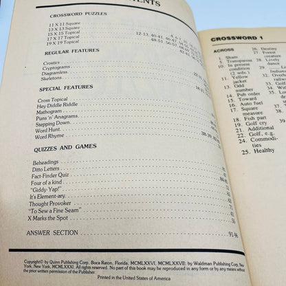 1981 NOS Finest Crossword Puzzles Book No. 6 UNUSED BA4