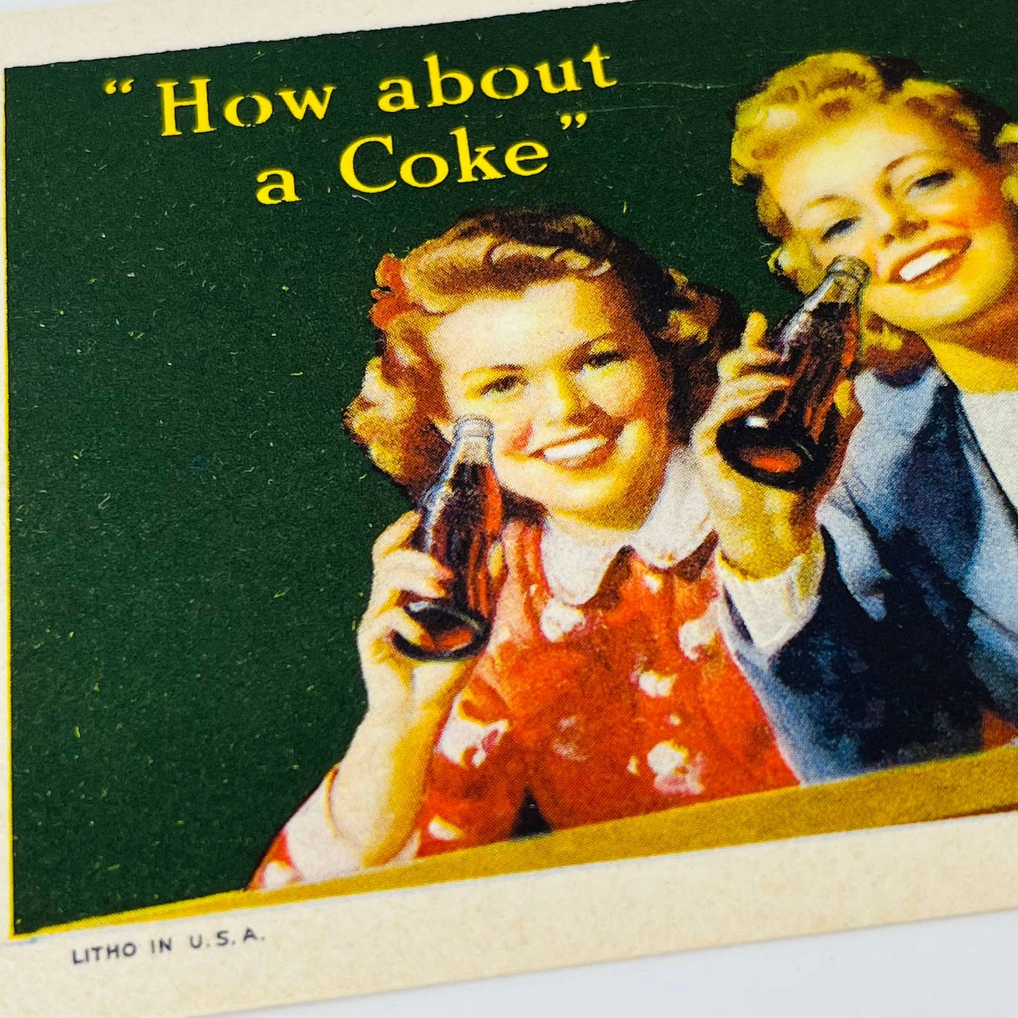 1944 Coca-Cola Coke Advertising Ink Blotter Lithograph How About a Coke? C4