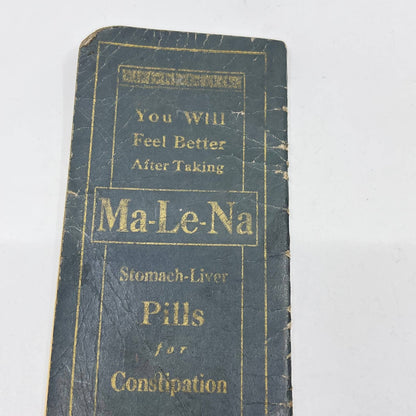 1920 Ma-Le-Na Advertising Memo Book Quack Medicine Constipation Kills TE1