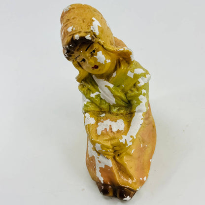 Vintage Antique Sitting Little Dutch Girl Carnival Chalkware 4” Figurine TC5