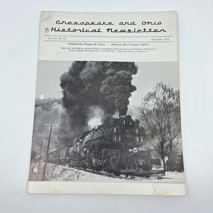 1975 Dec Chesapeake and Ohio Historical Newsletter C&O RR Thomas Dixon WV M1-2