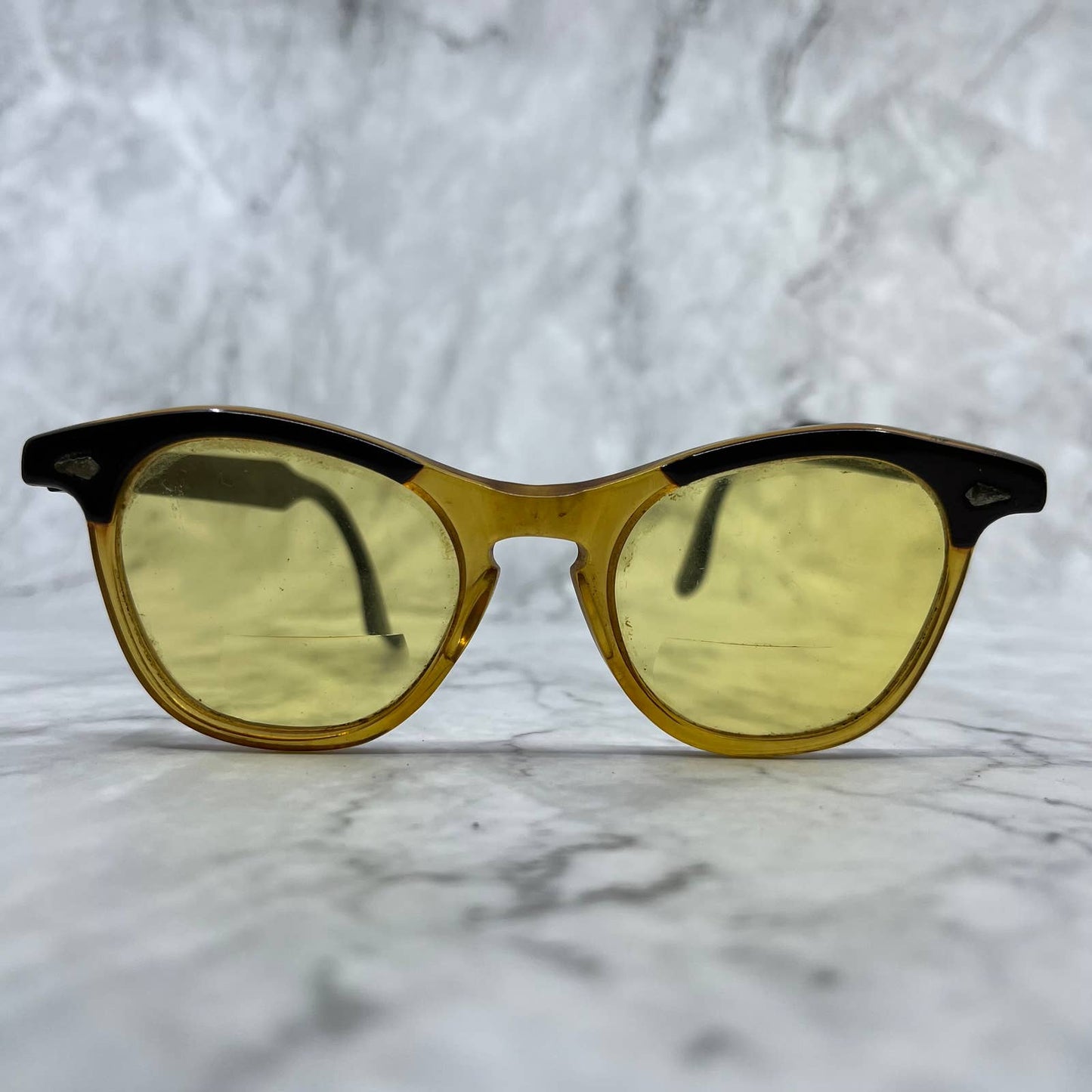 OTE TART Cat Eye Glasses Eyeglasses Frames Vintage Amber Brown 5.75” TA9