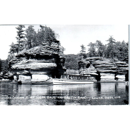 The Viking II at Sugar Bowl, Grotto Rock Lower Dells WI RPPC Postcard TJ9-P3