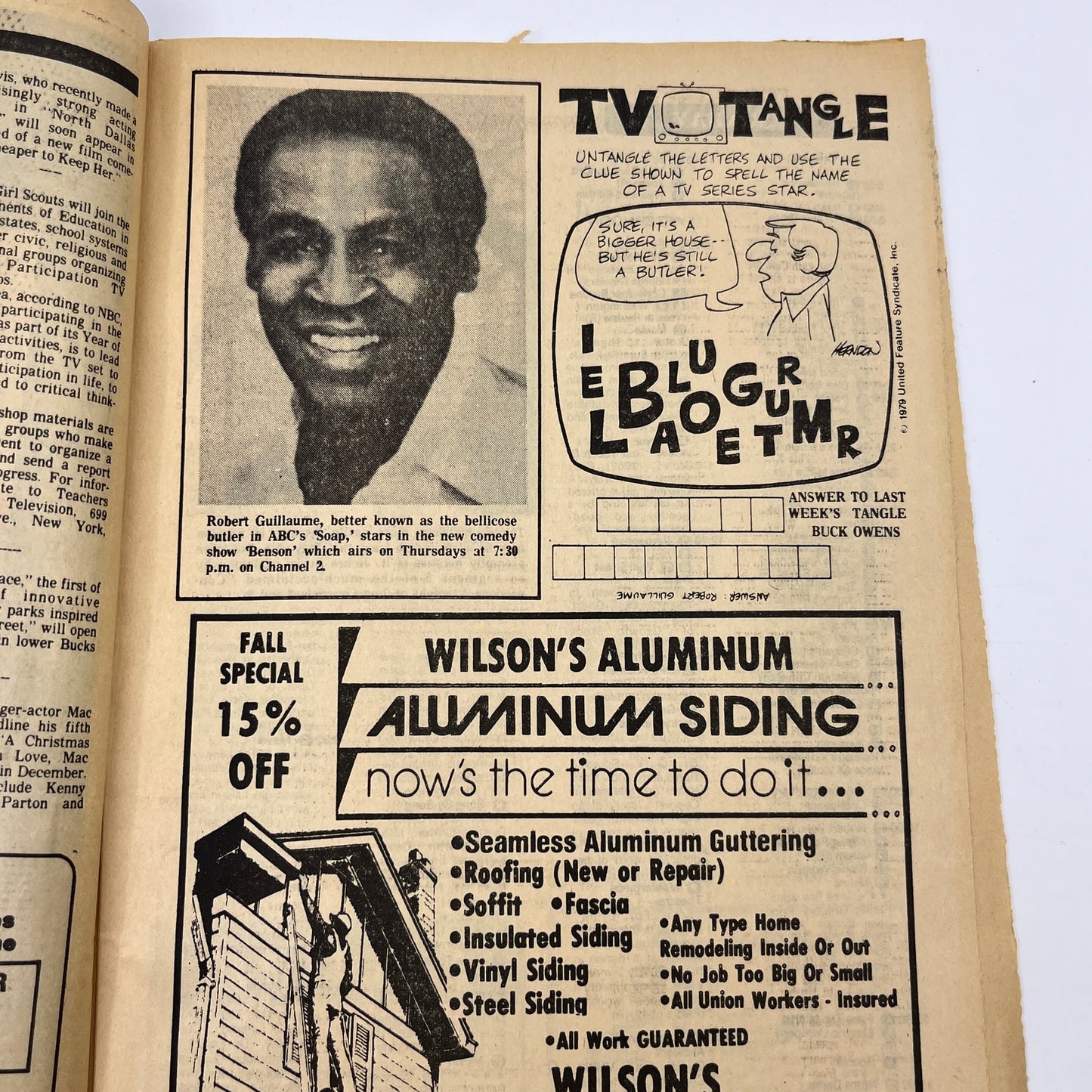1979 Oct 28 Bellville IL News-Democrat TV Listings Magazine Benson L4-1