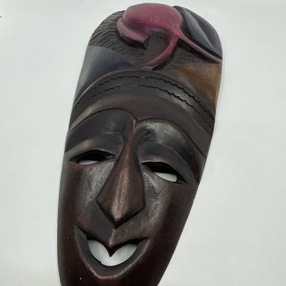 Vintage Tall African Tribal Art Hand Carved Wooden Mask Kenya 17"