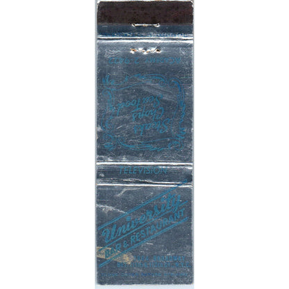 University Bar & Restaurant Broadway NYC Advertising Matchbook Cover MM9-8
