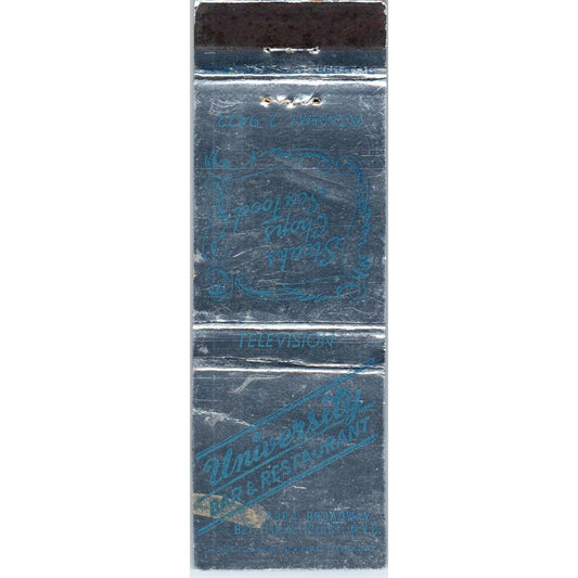 University Bar & Restaurant Broadway NYC Advertising Matchbook Cover MM9-8