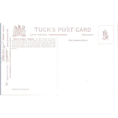 Ceylon Hindoo Temple Colombo Raphael Tuck Oilette Original Postcard P3-2