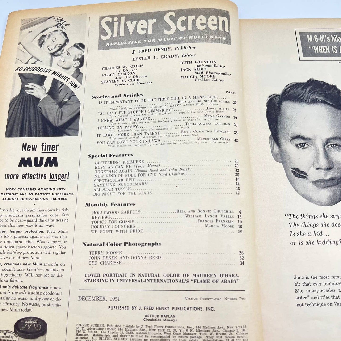 Silver Screen Magazine Maureen O´Hara Mitzi Gaynor Cyd Charisse Dec 1951 TC6