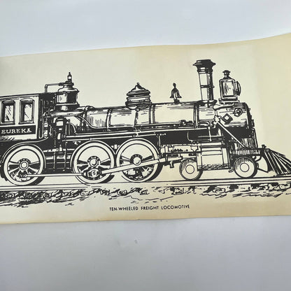 VTG Train Poster Eureka Ten-Wheeled Freight Locomotive Print 9.5x25.5” RR RU1