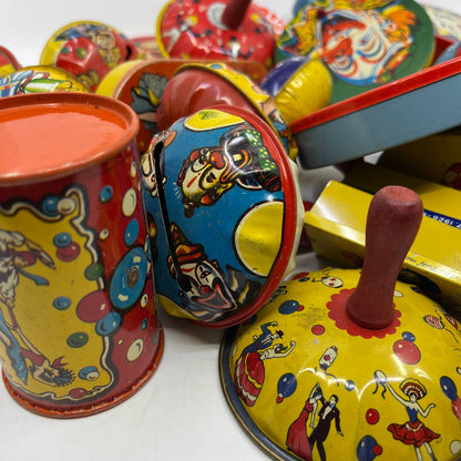 1920s HUGE LOT of 36 Noisemaker Clown Circus Litho Tin Kirchhof US Metal TH9