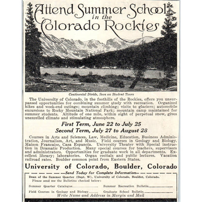 1931 University of Colorado Summer School in the Rockies Advertisement 5x6 FL5-1