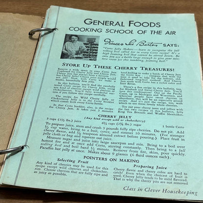 1930s General Foods Cooking School Of The Air Frances Lee Barton Clipped Recipes