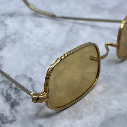 Vintage Art Deco Rectangle Frame Gold Tone sunglasses frames 5” SE9