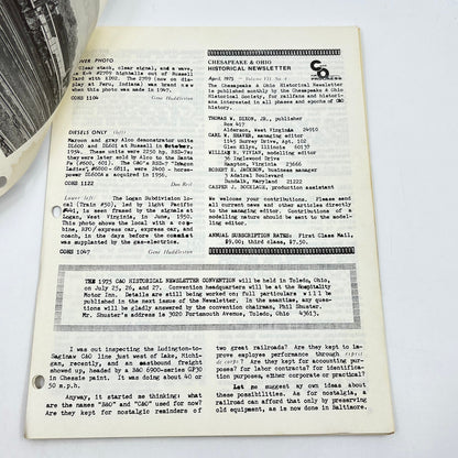 1975 April Chesapeake and Ohio Historical Newsletter C&O RR Thomas Dixon WV M1-2