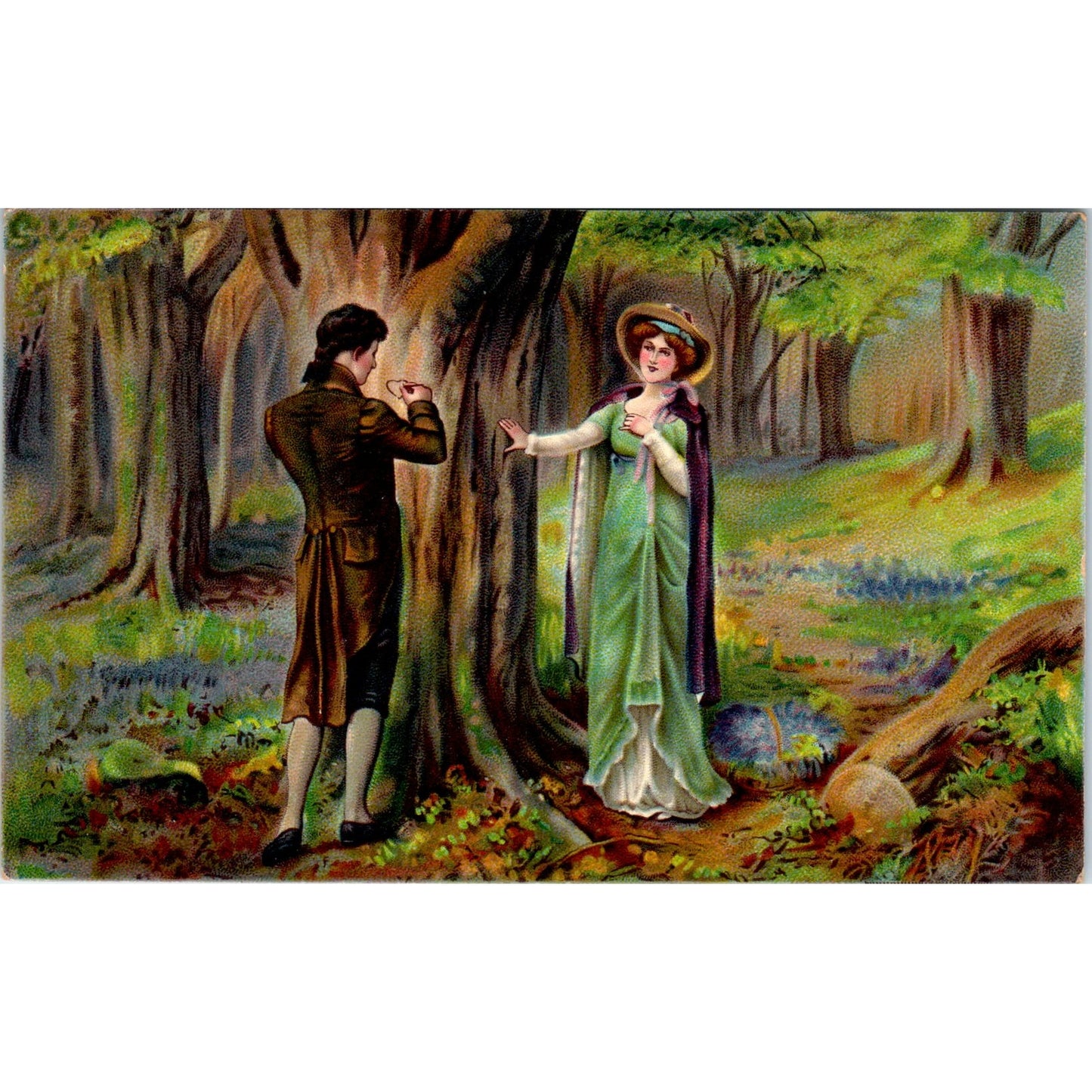 Victorian Romance Courting Couple B.B. London Series Original Postcard P2-1