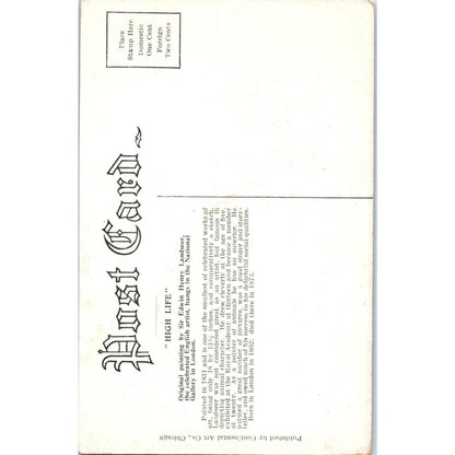 High Life Sir Edwin Henry Landseer Dog Painting Original Postcard TK1-27