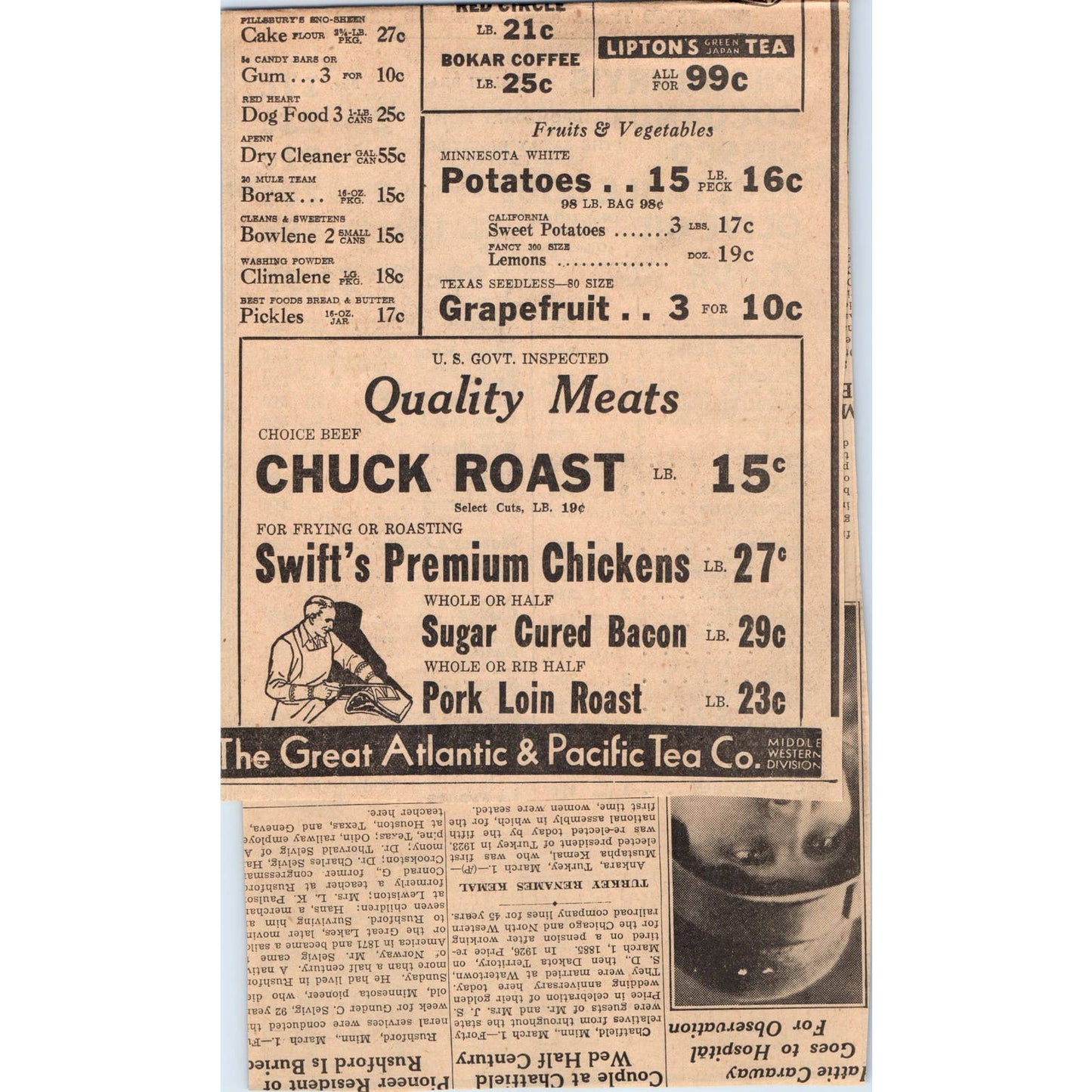 1935 Journal Newspaper Ad Grocery Sale Great Atlantic & Pacific Tea Co FL5-2