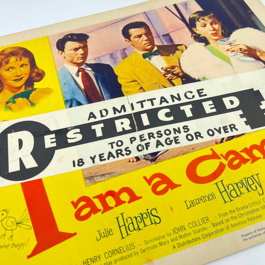 1955 I AM A CAMERA Movie Lobby Card w/ Restricted Sticker Harris 11x14” FL3