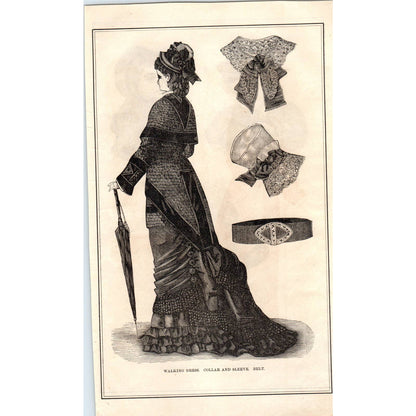 1878 2 Sided Victorian Fashion New Style Boy's Hat Girl's Hood Walking Dress SF2