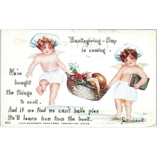 Thanksgiving Julia Woodworth Cupid Cards 1914 Original Postcard TK1-22