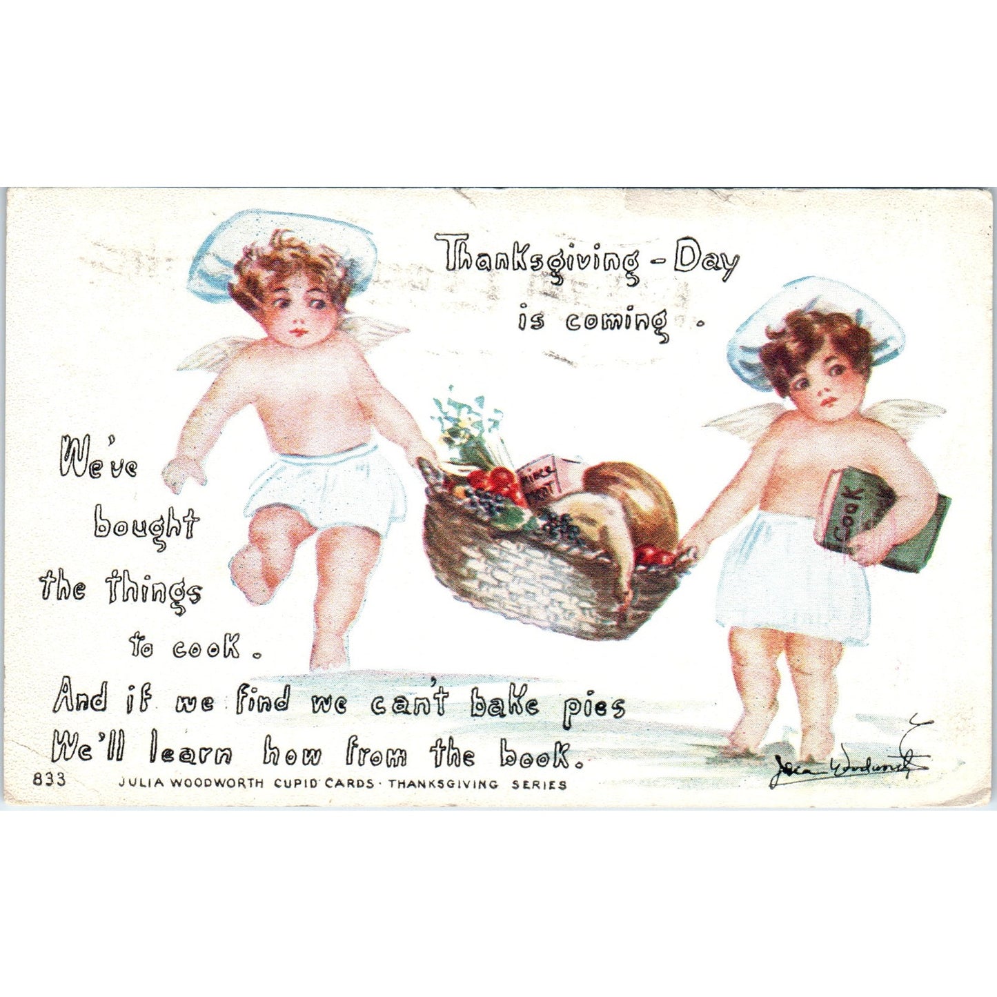 Thanksgiving Julia Woodworth Cupid Cards 1914 Original Postcard P1-14