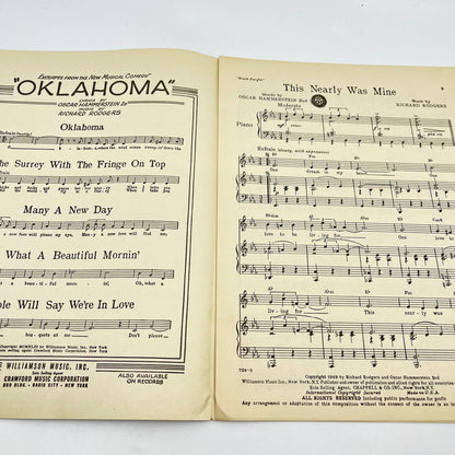 1949 Rodgers & Hammerstein "This Nearly Was Mine" Sheet Music from SOUTH PACIFIC