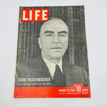 Life Magazine January 25 1943 Eddie Rickenbacker WW2 USS Hornet Sullivan TD8